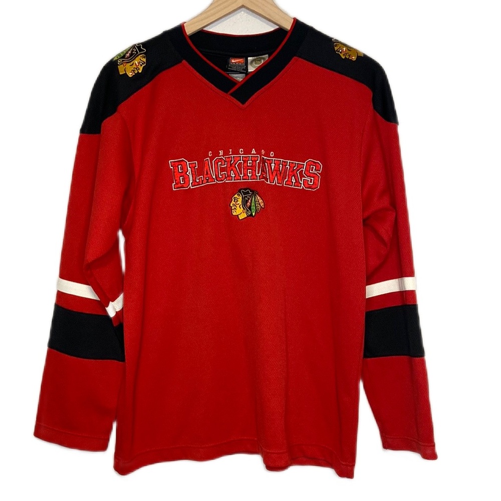 Vintage Nike Chicago Blackhawks Hockey NHL Embroidered Logo Jersey Large Kids